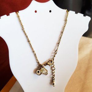 7" Gold Tone Chain Bracelet Palm of Osiris Seeing